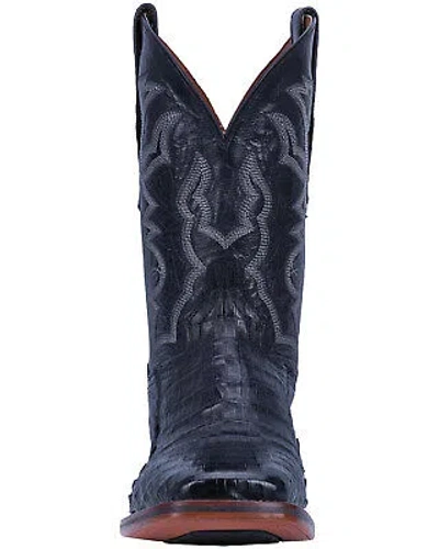 Pre-owned Dan Post Men's Kingsly Exotic Caiman Western Boot - Broad Square Toe Black 9.5