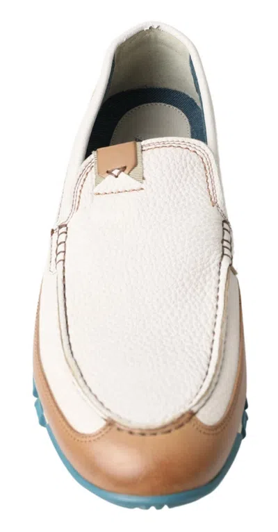 Pre-owned Dolce & Gabbana Shoes White Leather Loafers Moccasins Eu43.5 / Us10.5 Rrp $700