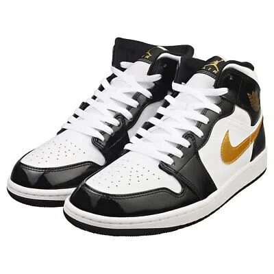 Pre-owned Jordan Nike Air  1 Mid Se Mens Black White Fashion Sneakers - 10.5 Us