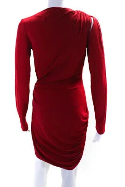 Pre-owned Monse Womens Long Sleeve Keyhole Detail Draped Dress - Ruby Size 6 In Red