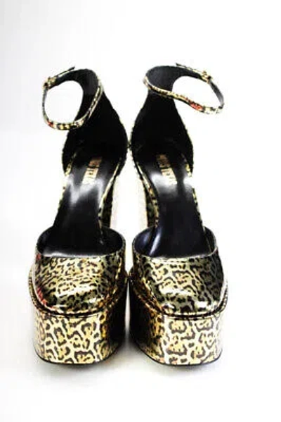 Pre-owned Paris Texas Womens Dalilah Platform Sandals - Gold Cheetah Size 40