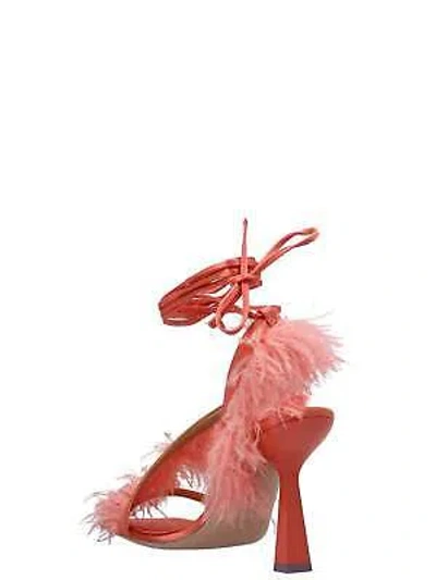 Pre-owned Sebastian Milano 'feather Wrap Sandals In Orange