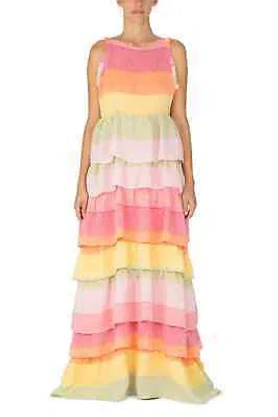 Pre-owned Amotea Greta Dress In Rainbow Linen 40 It