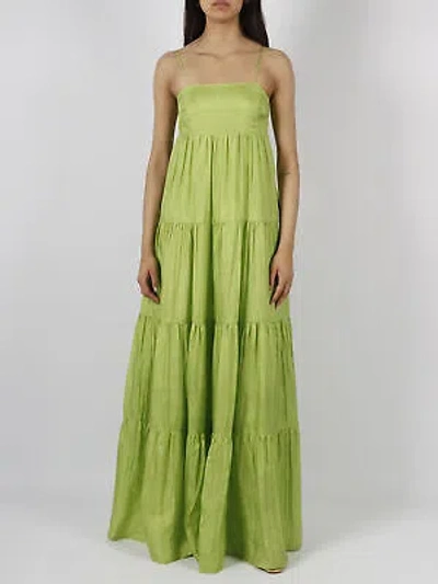 Pre-owned The Rose Ibiza Formentera Silk Long Dress In Green