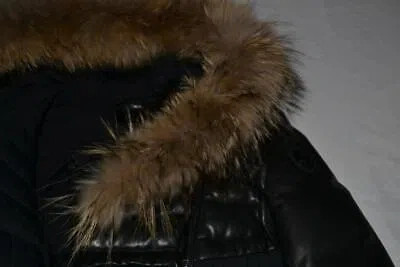 Pre-owned Rudsak Authentic  Womens Silvia Fitted Down Coat Leather Black Brand