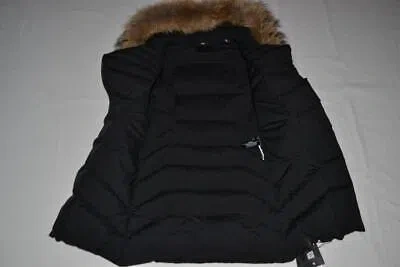 Pre-owned Rudsak Authentic  Womens Silvia Fitted Down Coat Leather Black Brand