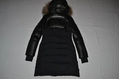 Pre-owned Rudsak Authentic  Womens Silvia Fitted Down Coat Leather Black Brand