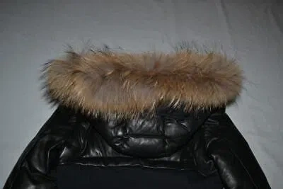 Pre-owned Rudsak Authentic  Womens Silvia Fitted Down Coat Leather Black Brand