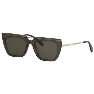 Pre-owned Alexander Mcqueen Gray Flat Top Sunglasses W/ Gold Details,
