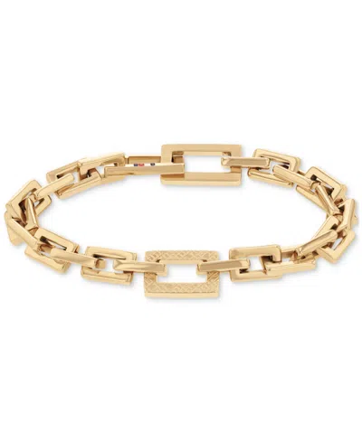 Shop Tommy Hilfiger Gold-tone Stainless Steel Rectangular Link Bracelet