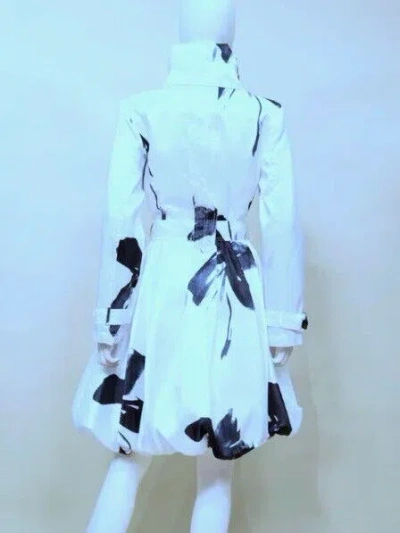Pre-owned Samuel Dong Bubble Coat Dress White With Black Flower 11665 (bnwt)