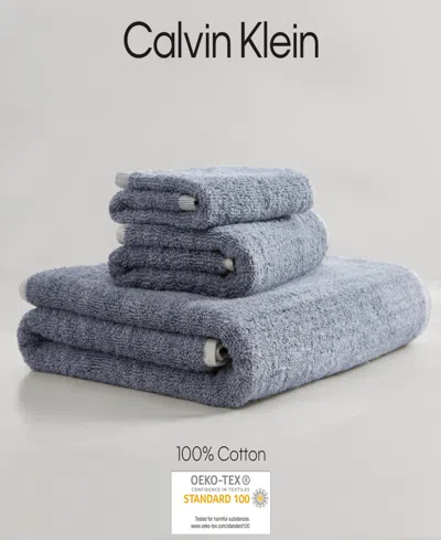 Shop Calvin Klein Captivate Cotton Terry 3 Piece Towel Set In Blue