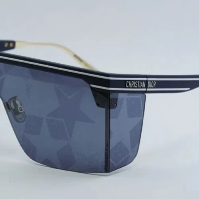 Pre-owned Dior Club M1u 31b7 Matte Navy Blue/silver Mirrored With Blue Star Mon... In Silver Mirrored With Blue Star Monogram