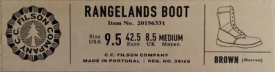 Pre-owned Filson 9.5 M  Rangelands Men's 10” Leather Tin Cloth Work Hunting Boots Rangeland