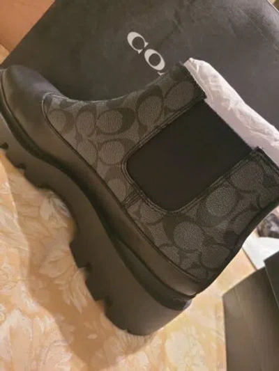Pre-owned Coach Men Limited Edition Shoes Boots 10 D Black Logo