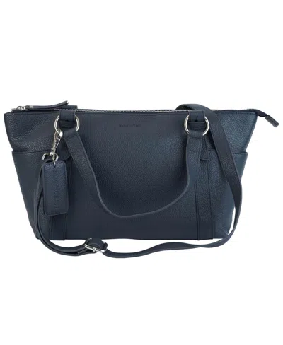 Shop Mancini Pebble Amelia Leather Crossbody Handbag In Navyblue