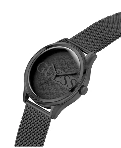 Guess Men's Analog Black Stainless Steel Mesh Watch, 44mm In Black