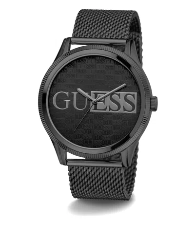 Guess Men's Analog Black Stainless Steel Mesh Watch, 44mm In Black