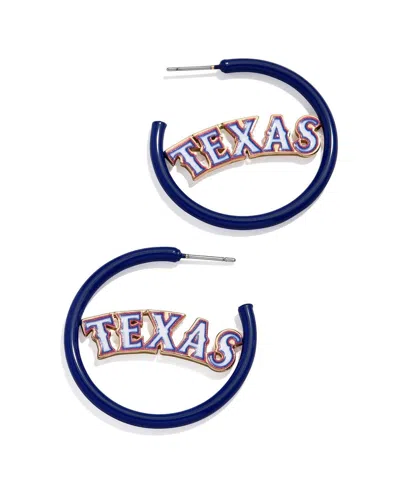 Shop Baublebar Women's  Texas Rangers Enamel Hoop Earrings In Black