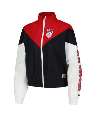 New Era Women's 5th & Ocean By  Navy Uswnt Cropped Full-zip Windbreaker Jacket In Navy