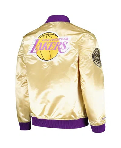 Shop Mitchell & Ness Men's  Gold Distressed Los Angeles Lakers Team Og 2.0 Vintage-like Logo Satin Full-zi