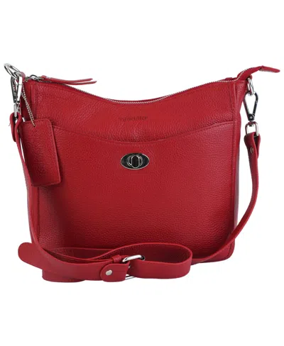 Mancini Pebble Amelia Leather Crossbody Handbag In Red