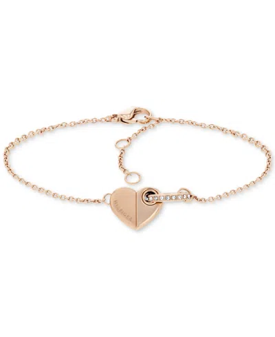 Shop Tommy Hilfiger Pave Ring & Heart Link Bracelet In Carnation