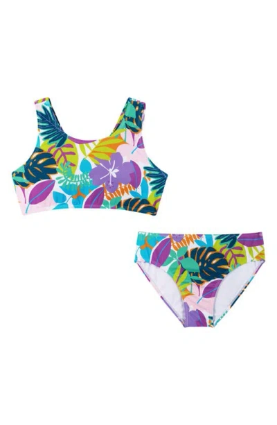 Shop Andy & Evan Kids' Flower Strap Two-piece Swimsuit In Floral