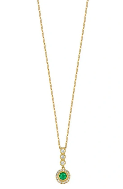 Bony Levy El Mar Diamond & Emerald Circle Pendant Necklace In 18k Yellow Gold