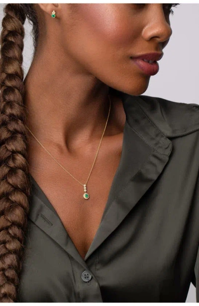 Bony Levy El Mar Diamond & Emerald Circle Pendant Necklace In 18k Yellow Gold