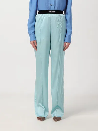 Tom Ford Jacquard-trimmed Stretch-silk Satin Wide-leg Pants In Gnawed Blue