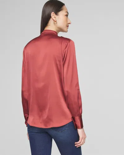 Shop White House Black Market Long Sleeve Collar Pocket Shirt In Rust Red