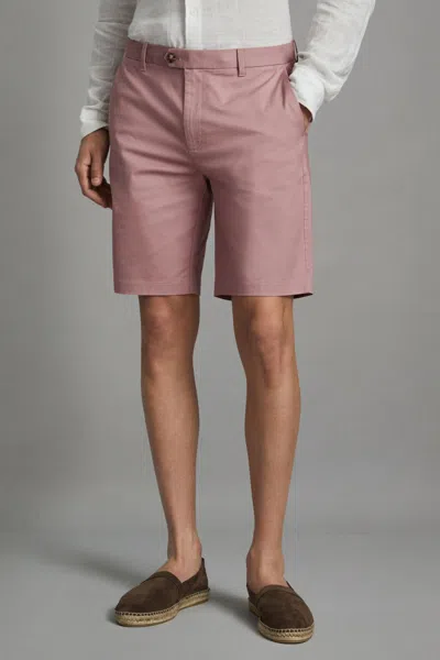 Shop Reiss Wicket - Dusty Pink Modern Fit Cotton Blend Chino Shorts, 28