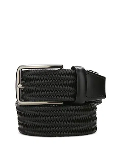 Shop The Men's Store At Bloomingdale's Woven Leather Stretch Belt - 100% Exclusive In Black