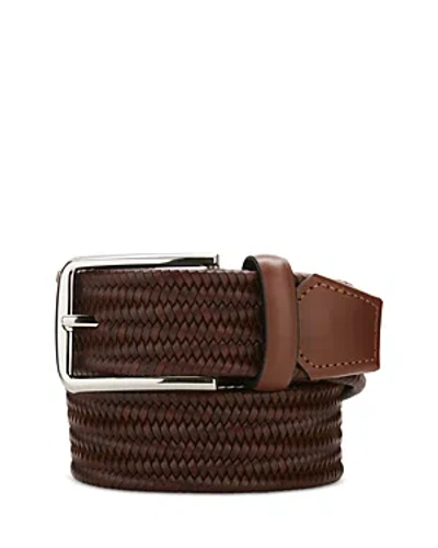 Shop The Men's Store At Bloomingdale's Woven Leather Stretch Belt - 100% Exclusive In Brown
