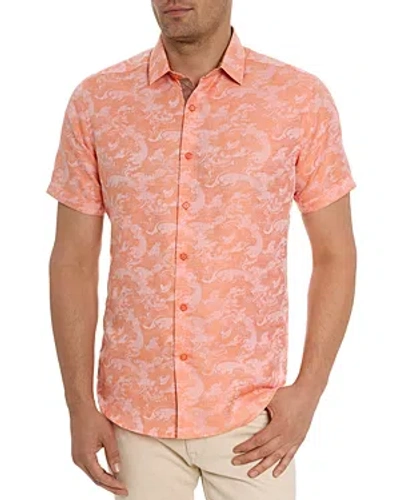 Shop Robert Graham Poseidon Short Sleeve Shirt In Orange