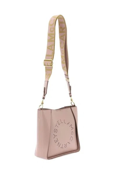 Shop Stella Mccartney Stella Mc Cartney Crossbody Bag With Perforated Stella Logo In 粉色的