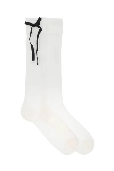 Shop Maison Margiela Socks With Bows In 白色的