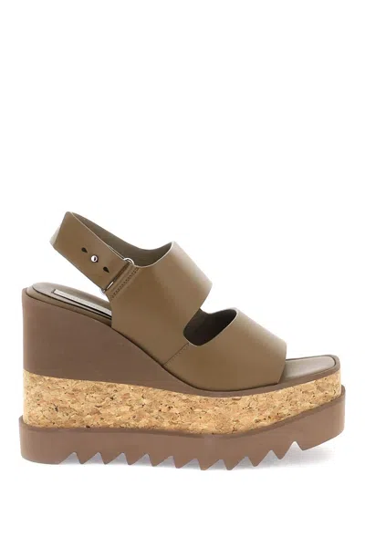 Shop Stella Mccartney Stella Mc Cartney Elyse Platform Sandals With Wedge In Brown