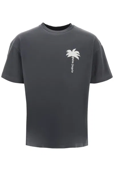 Shop Palm Angels Tree Round Neck T Shirt In Grey