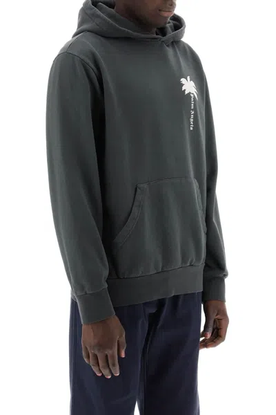 Shop Palm Angels The Palm Hooded Sweatshirt With In Grey