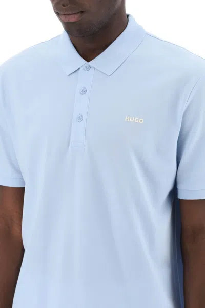 Shop Hugo Cotton Piqué Donos Polo Shirt In Light Blue