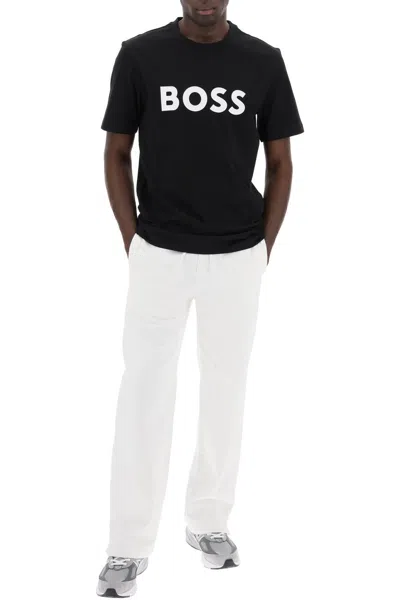 Shop Hugo Boss Boss Tiburt 354 Logo Print T Shirt In Black