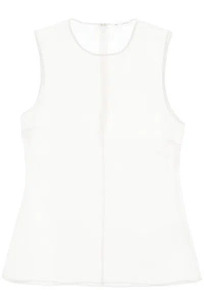 Shop Ami Alexandre Mattiussi Ami Alexandre Matiussi Sleeveless Silk Top In In White