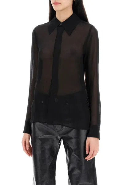Shop Ami Alexandre Mattiussi Ami Alexandre Matiussi Semi Transparent Silk Shirt In Black