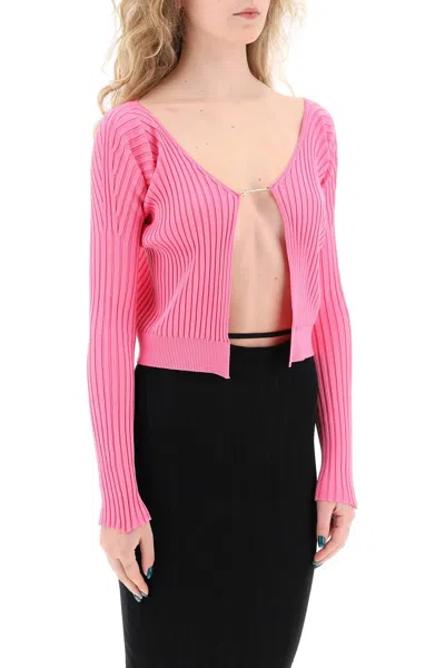 Shop Jacquemus 'la Maille Pralù Longue' Cardigan In Pink
