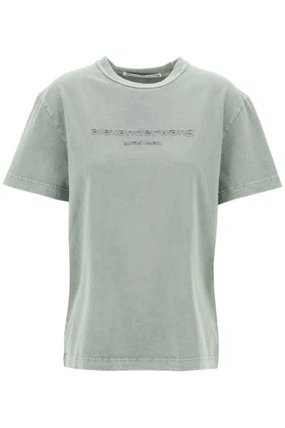 Shop Alexander Wang "raised Logo T Shirt With Emb In Green
