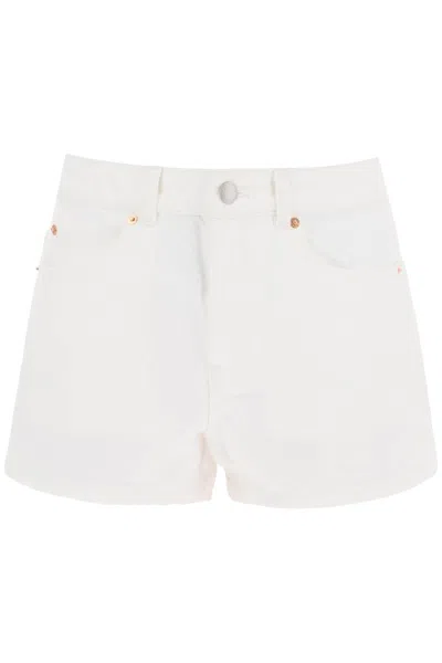 Shop Alexander Wang Denim Shorts With Embroidered Intaglio Design In White