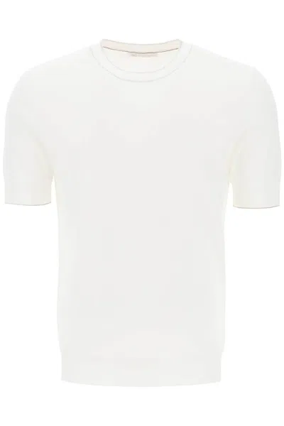 Shop Brunello Cucinelli Cotton Yarn T Shirt For Men In White