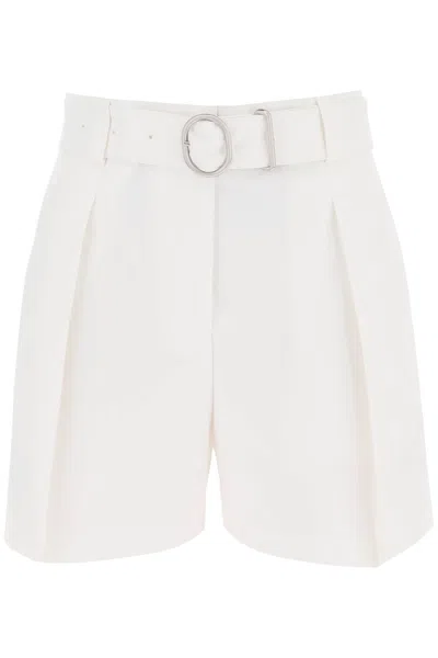 Shop Jil Sander Cotton Bermuda Shorts With Removable Belt In White